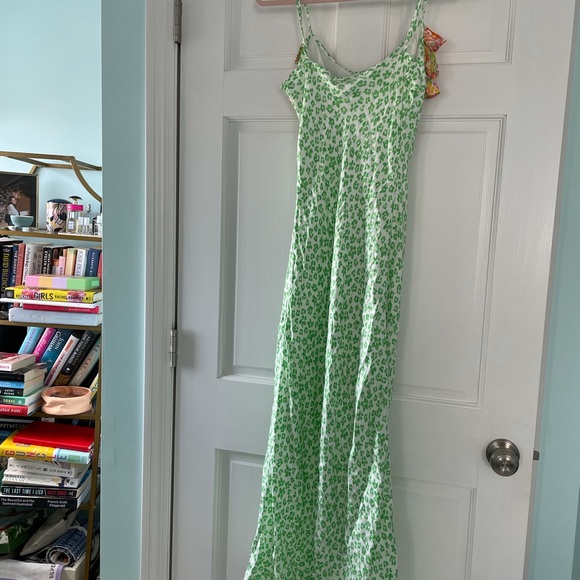 Rixo for target green leopard ruffled slip dress - Picture 4 of 9